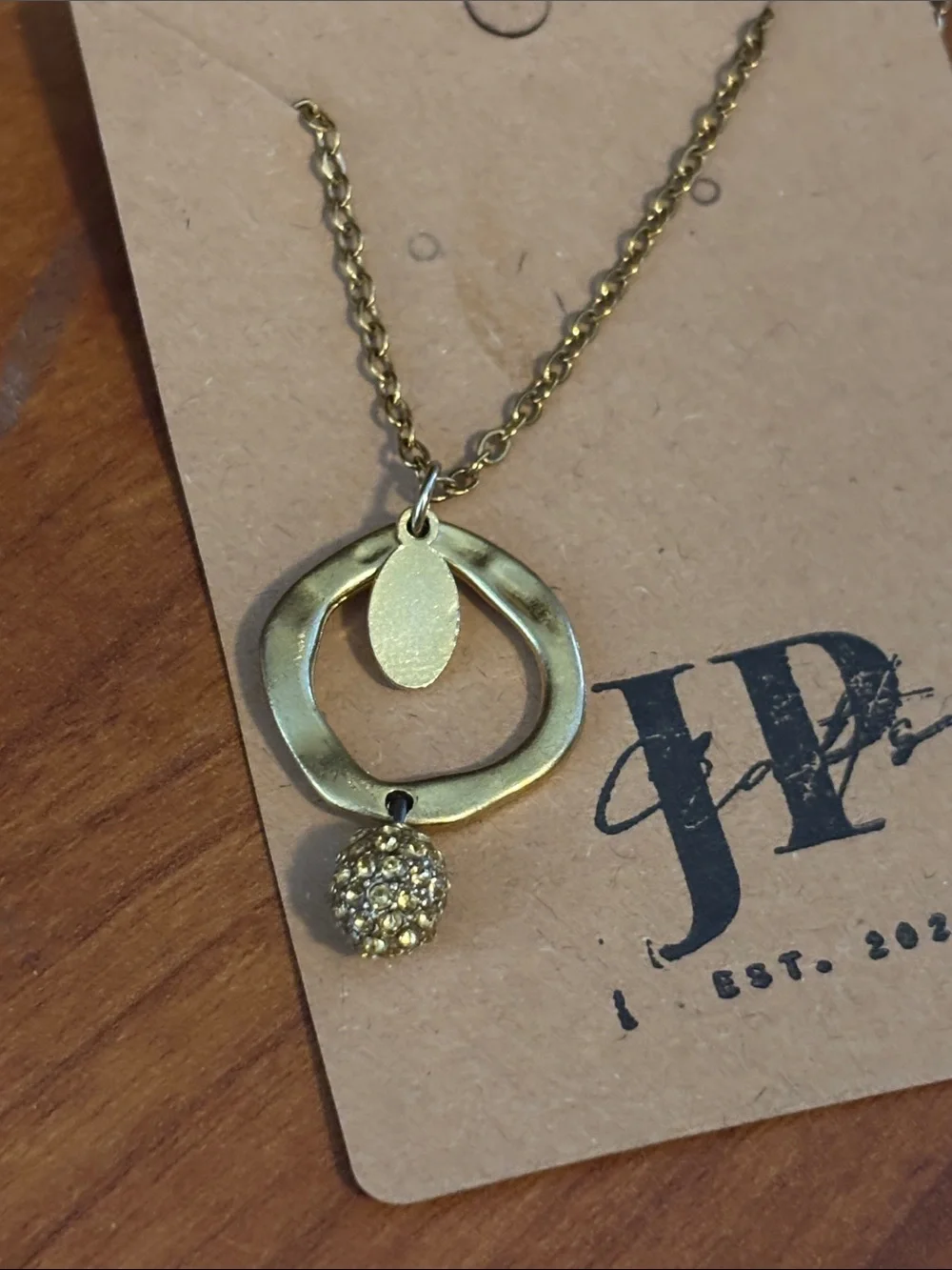 Gold Drop Pendant Necklace with Textured Sphere